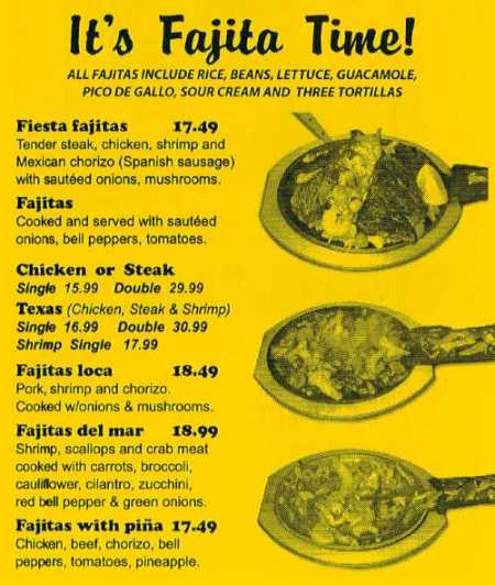 Page 3 of menu, El Aztecas Mexican Restaurant in Allendale, MI
