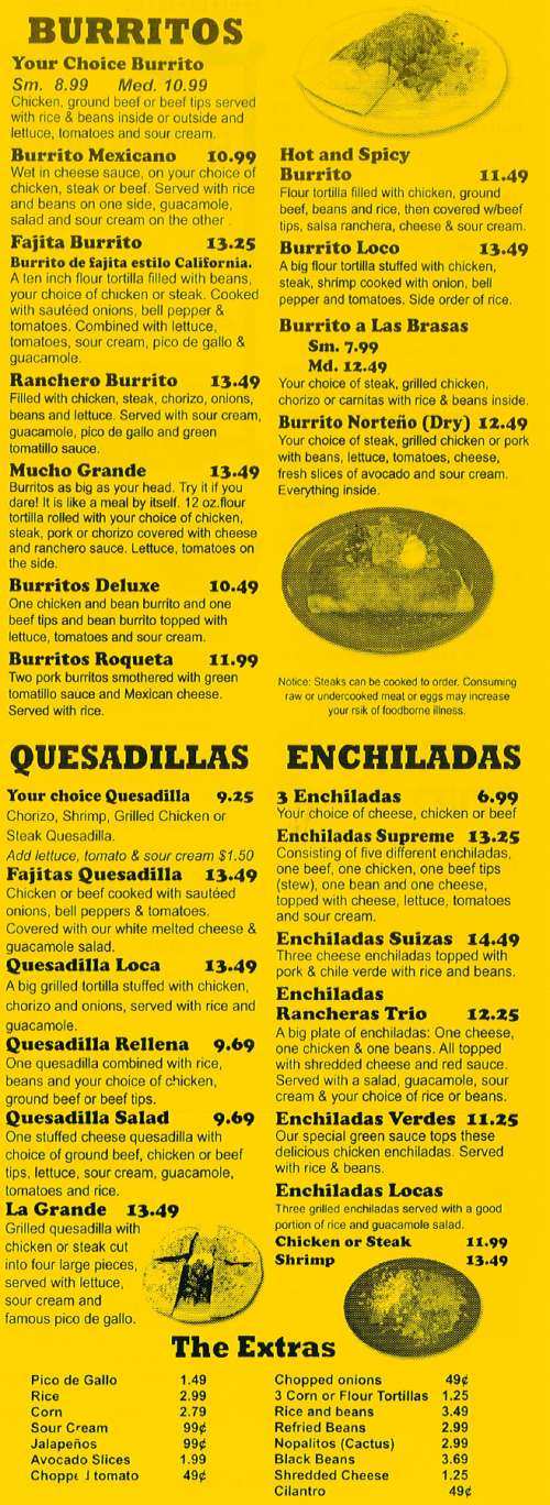 Page 5 of menu, El Aztecas Mexican Restaurant in Allendale, MI